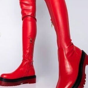 AZALEA WANG DO IT TO YA FLATFORM BOOT  RED Size 9